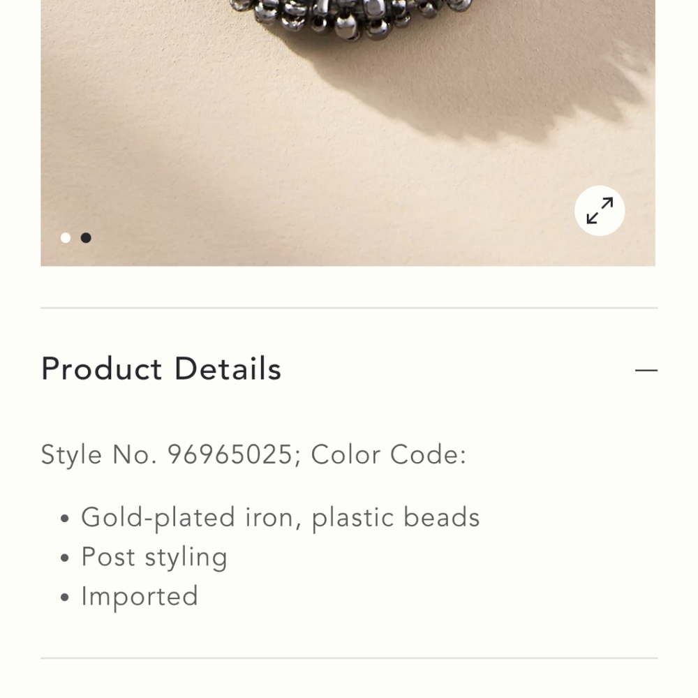 Anthropologie Metallic Beaded Hoop Earrings. 1.38 Inches In Diameter - Picture 4 of 8